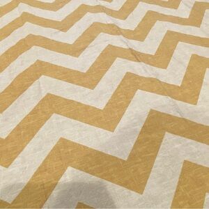 West Elm 100% Cotton Chevron Zig Zag Gold Cream Curtains Drapes Panels 48x84